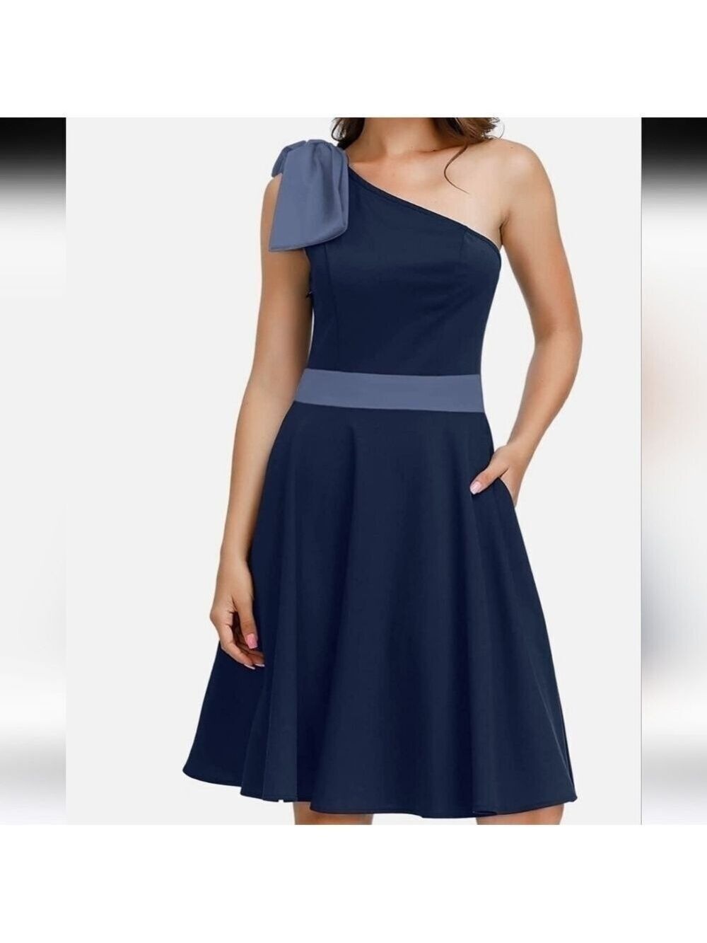 JASAMBAC Women's BowShoulder,  Pockets A-line Cocktail Party Dress NWT  Size 2XL